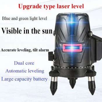  Laser Ravni Self-izravnavanje 4D Obračanje Lazer Leveler 360° Horizontalno Vertikalno Križ Zeleno Luč 2/3/5 Line Level Merjenje Orodje