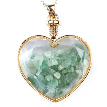  Ljubezen Želijo Padle Kamen, ki Želijo Steklenice Obesek Srce Ogrlico Oblike Stekla, ki je Napolnjena z Kristalno Zdravljenje Reiki Energije Zaračuna