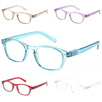  Henotin Spomladanski Tečaj Branje Očala za Moške in Ženske Prosojni Barvi Pravokotnik Okvir Očala HD Recept Dioptrije za Očala