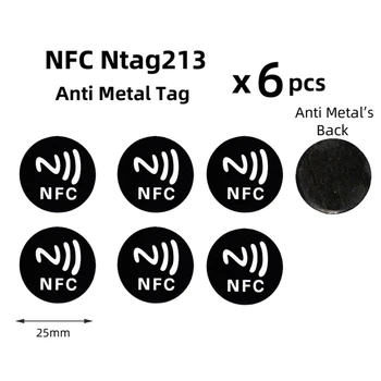  Oznake NFC Nalepke NTAG213 Nalepke Popolnoma Programabilni 144 Bajtov, Pomnilnika, Delo z Vsemi NFC-Omogočen Mobilni Telefon, Napravo 6Pack