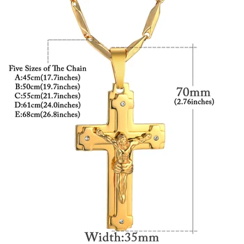  Jezus Prečka Obesek Ogrlice Zlato Barvo Moški Ženske Nakit Iz Nerjavečega Jekla Verige Katoliške Crucifixes Mens Ogrlico, Obesek, 999