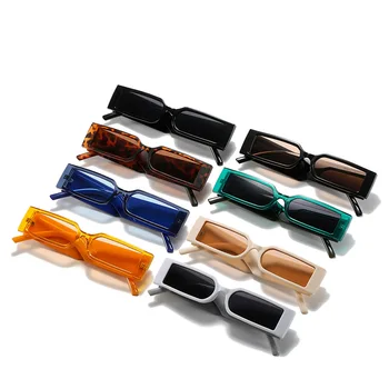  Recetangle Okvir sončna Očala Moda Majhne Oči Nositi Očala Letnik Oblikovalec Za Ženske Črni Odtenki Očala UV400 Oculos Escuros