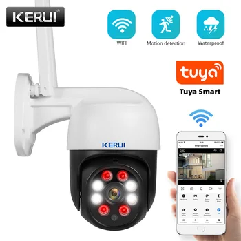  KERUI Tuya WIFI IP Kamera HD 1080P 3MP Home Security Brezžični Zunanji Video nadzorna Kamera PTZ Vrtenja Motion Detect Opozorilo