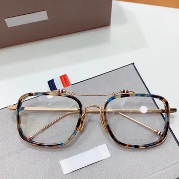  Blagovne znamke Oblikovalec Očal Okvir Moški Ženske Titana Kvadratnih Klasično Dvojno Žarka Recept Očala tbs816 Optične Leče za Očala