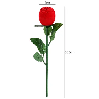  Nova Romantična Rose Cvet s Palico Obroč Polje Žamet Rose Darilo Polje Nakit Embalaža Zaslon Primeru za Poroko Posla Valentine