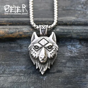  Beier moški obesek viking volk iz nerjavečega jekla človek žival titana jekla kul osebnost nakit LP514