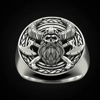  Vintage Nordijska Kralj Bogov Odin Pečatni Metal Punk Obroči Moške Rock Kul Amulet Nakit