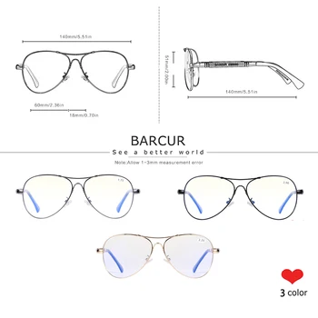  BARCUR Modra Svetloba Obravnavi Očala Optični Okvir Pilotni Kratkovidnost Recept Očala Moški Ženske Računalnik Očala