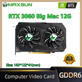  MAXSUN Novih Grafičnih Kartic, RTX 3060 Big Mac 12G GDDR6 GPU NVIDIA Računalnik PC 192bit DP*3 PCI Express X16, 4.0 Igralnih Video Kartice
