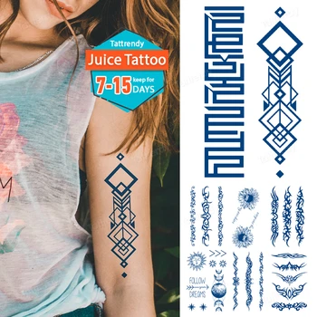  Sok, Ki Trajajo Črnilo Tetovaže Body Art Nepremočljiva Začasni Tattoo Nalepke Enostavne Linije Tattoo Roko Geometrijo Totem Ponaredek Tatto Ženske