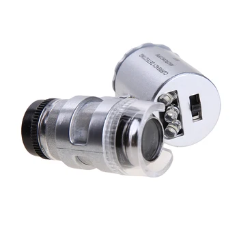  60x Ročni Mini Objektiv Žep Lupo Mikroskopom Loupe Zlatar povečave za celoten zaslon LED Luči Trend Nakit Loupe Valuti Dectector