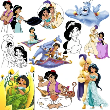  Disney Aladdin Prenos Toplote Nalepke Obliži za Oblačila Parches Termoadesivos Par Ropa Stroj Diy T-shirt Železa na Obliži