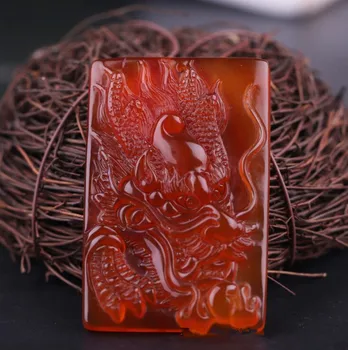  Naravni pregleden rdeče agate velik zmaj blagovne znamke obesek Chalcedony Nebesno Zmaj jade obesek z potrdilo kitajska