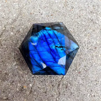  3 CM, Star David labradorite kristalno heksagonalna prerez quartz labradorite nakit naravne crystal