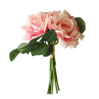  6Heads Umetne Vrtnice Šopek Ponaredek Svilene Rože za Dekoracijo Doma Poročni Šopek Neveste Roko Držite Rose Šopek Cvetlični Venec
