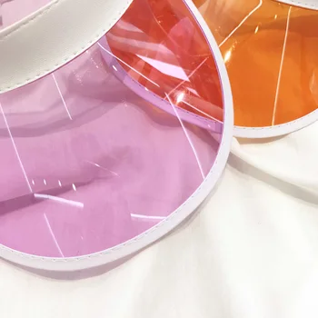  Poletje Unisex ' enske mo {ki slamnik Candy Barve Pregleden Prazno Vrh Plastična PVC Dežnik Klobuk Ščitnik Kape Izposoja Sunhat debelo