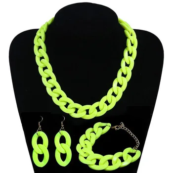  Oblikovalec original fluorescentne barve akril verige ogrlica 2020 moda 3-kos nakita tovarne neposredne prodaje