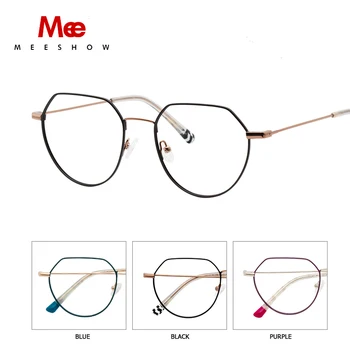  Meeshow okrogle kovinske optični predpisovanje očal okvir očal ženske modni dodatki 2020 Unisex iz Nerjavečega Jekla, Zlitine
