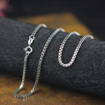  BOCAI podkrepljena S925 sterling srebrni nakit 2021 Trendy ročno ženske 2,0 mm vrežem dvojni box verige ženska ogrlica