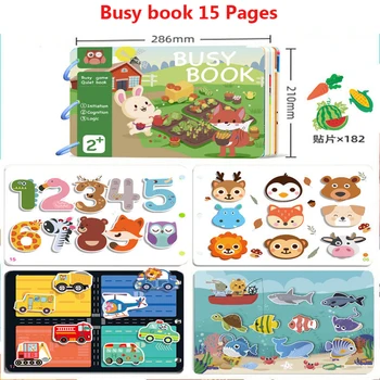  Montessori Knjigo Baby Zaseden knjiga Prilepite Zgodnjega Učenja Izobraževanja Igrača za Otroke Ujemanje igro moj Prvi Mirna Knjiga Izobraževalne Knjige