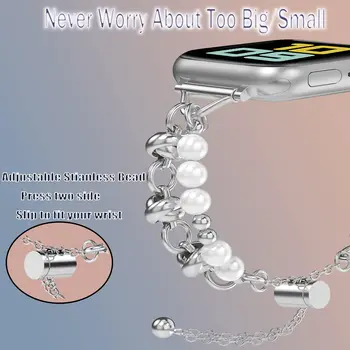  Pearl Trak za Apple Watch Ultra Band 49 mm 45 mm 44 41 40 mm Ženske Beaded Elastična Nakit Stretch Iwatch SE Series 8/7/6/5/4/3