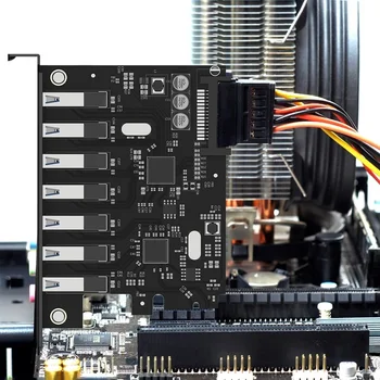  ORICO SuperSpeed 7 Vrat USB 3.0 PCI-E Express Card z 15pin SATA Napajalni Priključek, PCIE Prilagoditev